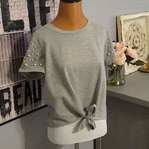 Skönhet tie front sweatshirt style top